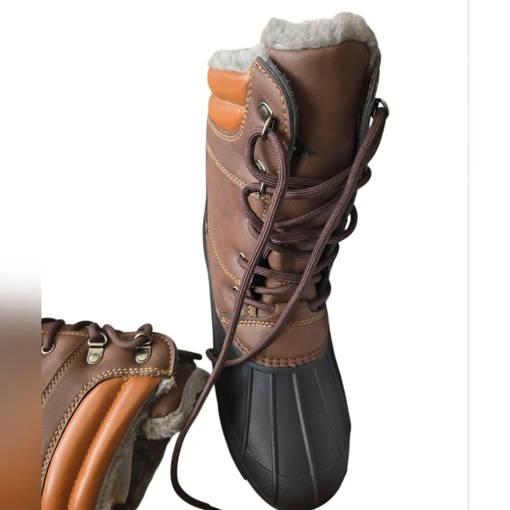 NIB Mishansha Men's Brown and Black Snow Boots Size 8